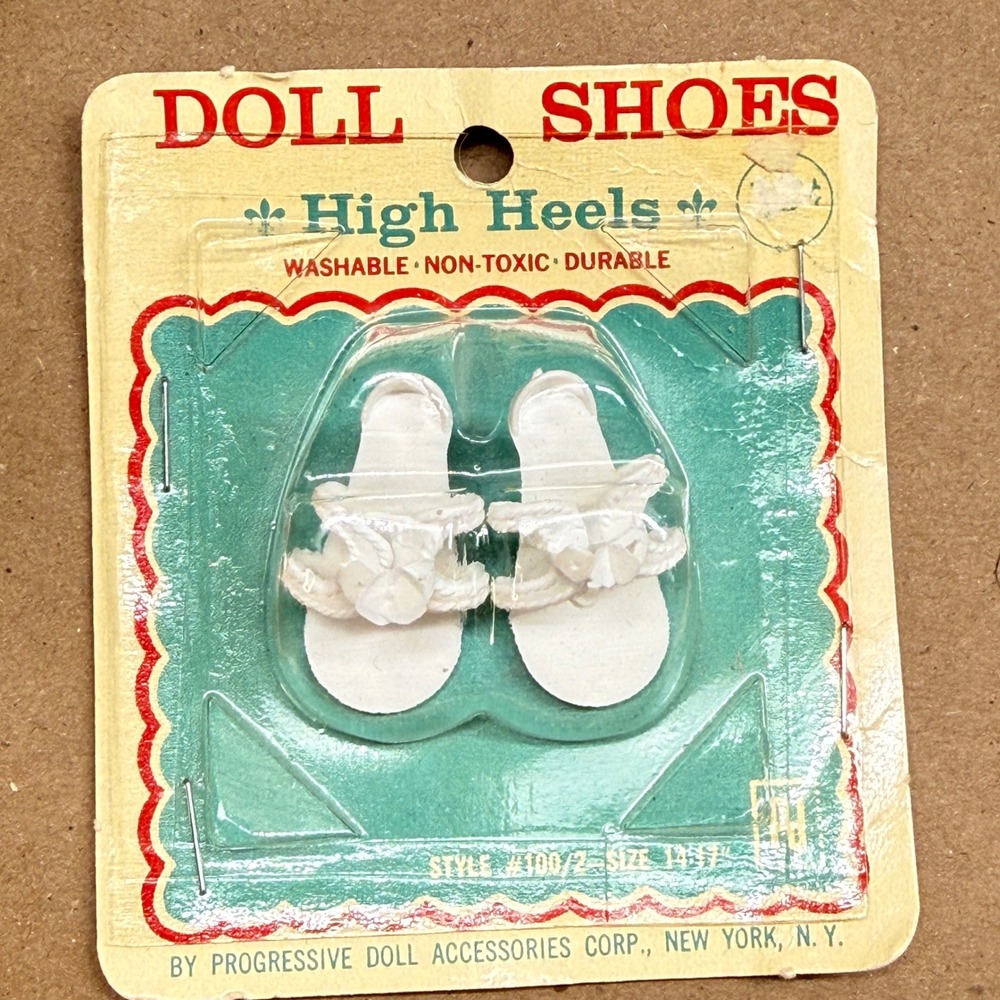 Vintage Progressive Doll Accessories White High Heel Shoes Style 100/2 Size14-17